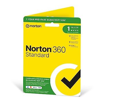 Norton 360 Standard 2024, Antivirus software for 1 Device and 1-year subscription with automatic renewal, Includes Secure VPN and Password Manager, PC/Mac/iOS/Android, Activation Code by Post