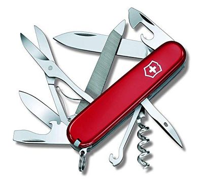 Victorinox Taschenmesser Mountaineer (18 Funktionen, Schere, Klinge, Schraubendreher, Metallsäge mit Feile) rot