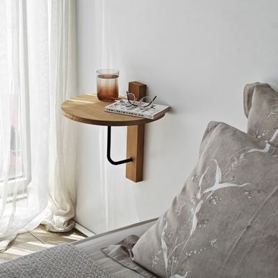 Stylowa półka ścienna, 35 x 35 cm, 100% lite drewno i metalowa rama, czarne i dębowe wykończenie, idealna do nowoczesnych rozwiązań do dekoracji domu i przechowywania