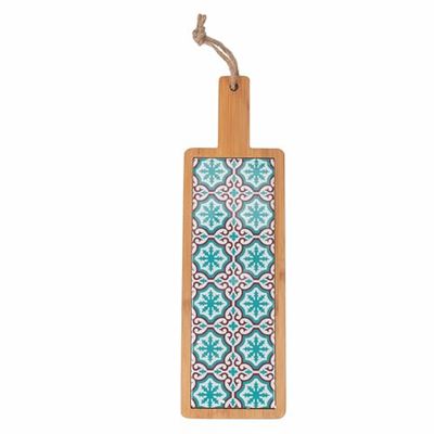 Valladolid - Tabla de cortar rectangular, cerámica y bambú, 40 x 12,5 cm