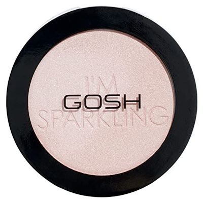 GOSH PUDER HIGHLIGHTER I'M SPARKLING do twarzy i ciała, długotrwały rozświetlacz w pudrze dla promiennego wykończenia, połyskujący puder, nie zawiera perfum i wegański, 003 Pearl Dust