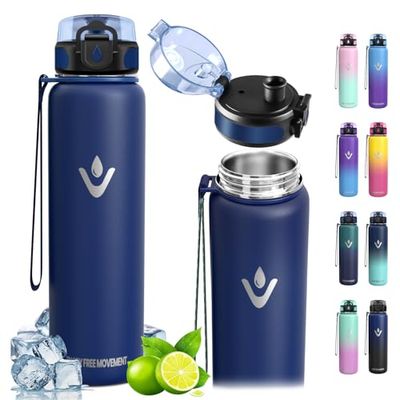 Vikaster Bouteille - Thermos 500ml, 24h froid & 12h chaud, Gourdes Sans BPA, Gourde Enfant & Adulte pour Sport, école, Bureau, Gym, Voyage