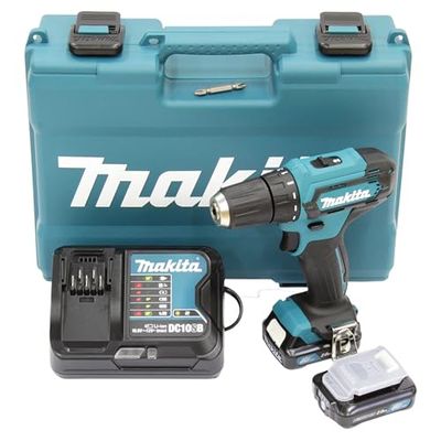 Taladro inalámbrico Makita DF333DSAE de 12 V como máximo/2,0 Ah, 2 baterías+cargador en funda de transporte, negro, azul