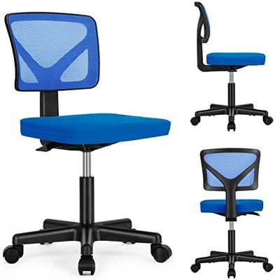 NEWBULIG Bureaustoel zonder armleuning, verstelbare draaibare bureaustoel, stoffen zitting, ergonomische werkstoel voor thuisstudie
