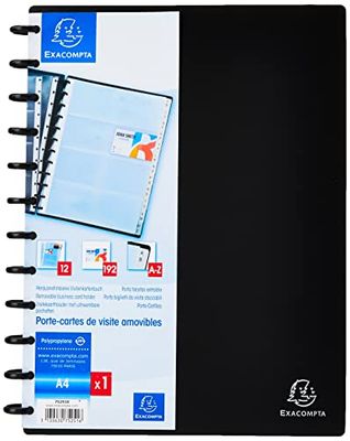 Exacompta portabiglietti da visita ad anelli A4 con 12 Buste + Register a Z (Zipper System)