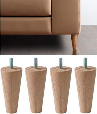 IPEA 4 Patas para Muebles y sofás de Madera – Fabricado en Italia – Juego de 4 Patas de Madera en Bruto con Forma de Cono para Armarios y Sillones – Altura 120 mm – Color Natural