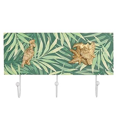 Vacchetti - Perchero de madera de 3 plazas, color verde con hojas, madera, tamaño mediano