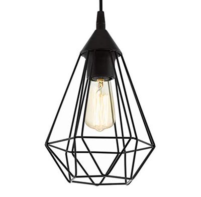 EGLO Candeeiro suspenso TARBES, candeeiro de suspensão vintage com 1 lâmpada de estilo retro, material aço, plástico, cor preta, casquilho E27, diâmetro 17,5 cm