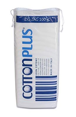 Cotton Plus ZIG ZAG 100 g, medische lijn, 100% puur hydrofiele katoen voor medische doeleinden, zacht en absorberend.