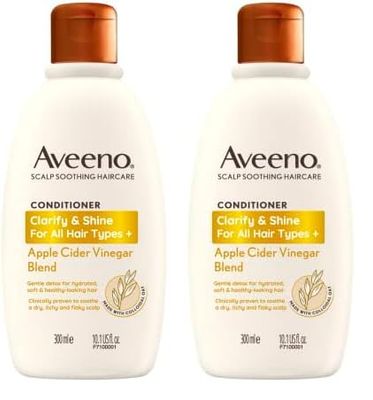 Aveeno Clarify and Shine Apple Cider Vinegar Scalp Soothing Conditioner for all Hair Types 300ml (Pack of 2)