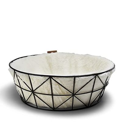BEONEBREED Panier pour chat en métal - Rond - Stil géométrique - Coussin souple inclus - svart - 46 x 15 cm