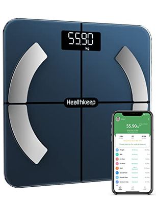 Personvåg, uppkopplad Bluetooth-våg, impedansmätare, med 13 kroppsdata (BMI kroppsfett BMR muskelvatten) för APP Max 180 kg