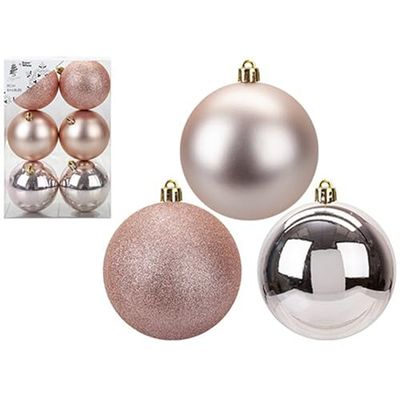Impresionantes Decoraciones de Navidad de Oro Rosa, 8 cm (Paquete de 6), diseño Exquisito y Elegante, decoración navideña, poda de árboles y Regalo