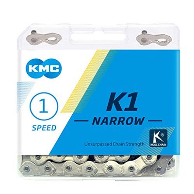 KMC Unisex K1 smalle ketting, zilver, 100 schakel
