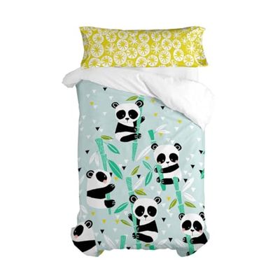 HappyFriday Moshi Moshi Panda Garden Blue påslakanset säng 105 2 delar