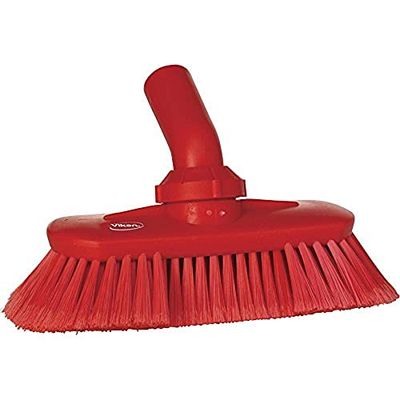 Vikan - Brosse murale hygiénique - Avec passage d'eau - Réglable - Douce - 240mm - Rouge