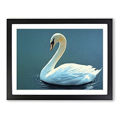 Luscious Swan H1022 Framed Print for Living Room Bedroom Home Office Décor, Wall Art Picture Ready to Hang, Black A4 Frame (34 x 25 cm)