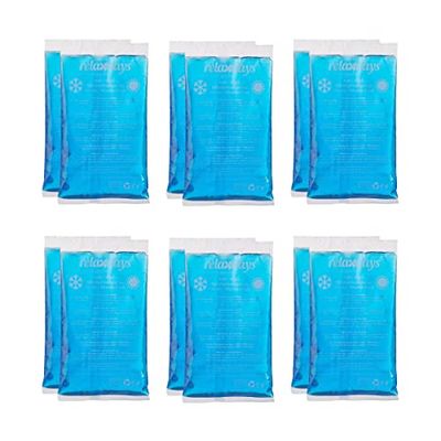 Relaxdays Ghiaccio Gel Termico, 12 Sacchetti Multiuso, 15 x 8 cm, Terapia Caldo Freddo, Cuscinetti Refrigeranti, Blu
