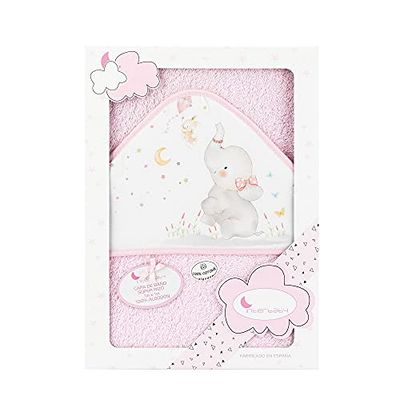 Interbaby 01227-02 Badcape met capuchon, olifant, roze