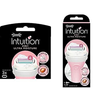 WILKINSON SWORD - Intuition Ultra Moisture For Women | No Shave Gel Needed | Razor Handle + 4 Blade