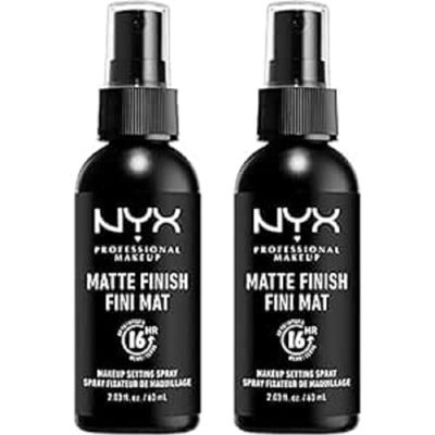 NYX Professional Makeup Spray Fixateur Setting Spray, Spray de Finition, Tenue Longue Durée, Fini Mat, Formule Vegan, Lot de 2, Modèle : Matte