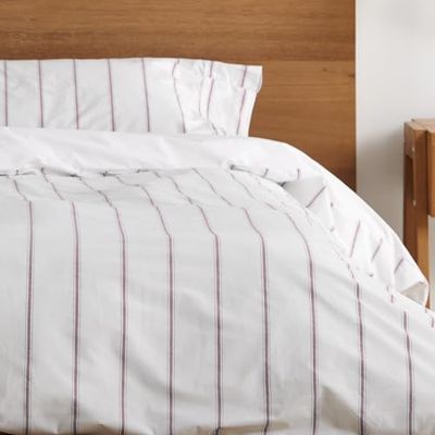 Rita. Conjunto de funda nórdica y funda(s) de almohada de percal color terracota. Cama de 105 cm. 3 piezas