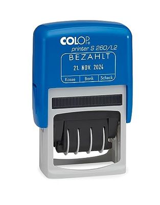 COLOP DatumStempel Printer S 260 z tekstem BEZAHLT odcisk niebieski/czerwony