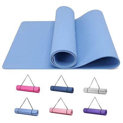 Good Nite Gymnastiekmat, yogamat, fitnessmat, antislip, trainingsmat, sport, turn, pilates, mat met draagriem, 183 x 61 x 0,6 cm (blauw)