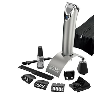 WAHL Set regalo per radere il viso e il corpo in acciaio inox, trimmer per uomo, kit per la cura della barba, regolabarba per uomo, regolabarba per il corpo, multigroomer per orecchie e naso