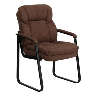 Flash Furniture directiestoel met sleevoet, microvezel, zwart 26"D x 24"W x 36"H Bruine microvezel.