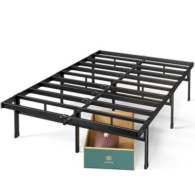 Zinus Justin - Letto da 180 x 200 cm, altezza 36 cm, con ripostiglio sotto il letto, con piattaforma in metallo, colore: nero