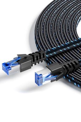 Ercielook Lan kabel 5 m, snelle Cat8-netwerkkabel voor binnen en buiten, 40 Gbit/s gevlochten patchkabel met RJ45-stekker voor router/gaming/modem