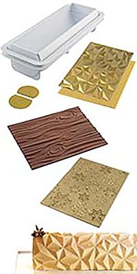 silikomart | Conjunto de moldes de silicone DIAMOND BUCHE, FROZEN BUCHE MAT, MAGIC WOOD MAT, anti-aderente, conjunto de 3 moldes para bolos, design 3D, 250 x 185 mm, h 6 mm, Made in Italy