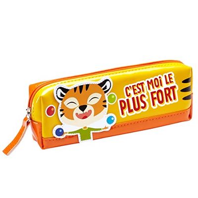 La Carterie 76008118 Etui met opschrift "C'est moi le plus fort" Team Kids Tigre