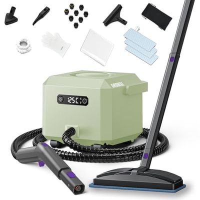 GROBELL Steam Cleaner: Fast 50-Sec Heat-Up Refill Anytime-No Cooling Green
