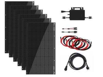 Technaxx Centrale Solaire Flexible pour Balcon 600W WiFi TX-270 – 6x 105W (630W) Modules Monocristallins, Conception en EVA sans Verre, Micro-onduleur 600W/800W, Surveillance via Application