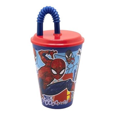 Stor Spiderman Reusable Kids Tumbler with Lid and Straw 430ml
