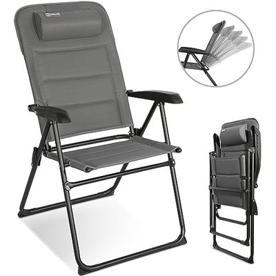 Homecall silla de jardín plegable acolchada con espuma de secado rápido y respaldo ajustable, gris