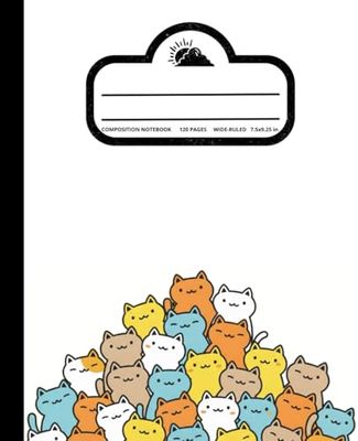 Composition Notebook: Wide Ruled 120 Pages | Size 7.5x9.25 inches | Purr-fect Pages: Scribbles, Doodles, and Dreams | Funny and Cute Cats | for Girls and Boy