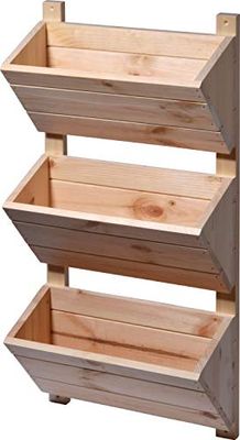 dobar® Green Label 58383FSCe Wandbed met 3 plantenbakken, bloementrap van hout, bloemenladder voor wandmontage, plantentrap voor tuin/terras/balkon, 38 x 17,5 x 79 cm, naturel