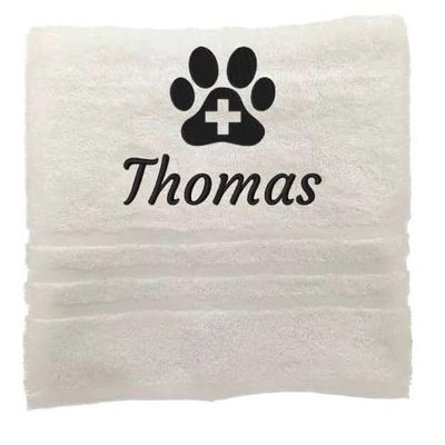 Asciugamano personalizzato con nome e nome del lavoro Nome splendidamente ricamato Asciugamano da bagno Asciugamano in cotone 100% Asciugamano da bagno con nome (140 x 70 cm, Veterinario)