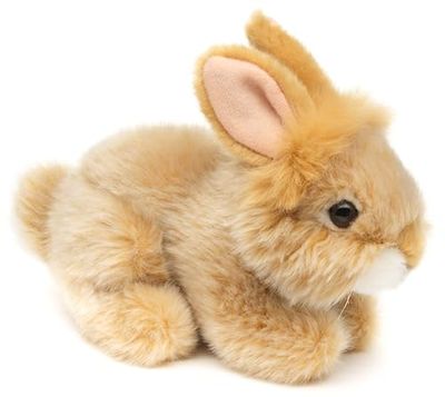 Uni-Toys - Lapin Angora Beige couché – 18 cm (Longueur) – Peluche Lapin – Doudou