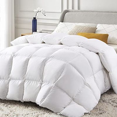 subrtex Couette en Plumes et Duvet d'oie pour lit King Size 10,5 tog pour Toute l'année, Lavable en Machine, Blanc