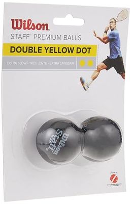 Wilson Staff Squash Balls Extra Slow (Competitors), Black (Double Yellow Dot), Pack of 2