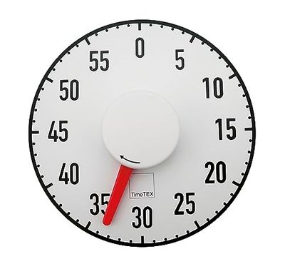 TimeTEX – bordsklocka "Automatik" | Magnetisk, batterifri timer. Med normal siffertavla och signal i slutet av drifttiden | Innehåll: Timer vit/röd (storlek: 19 cm ø)