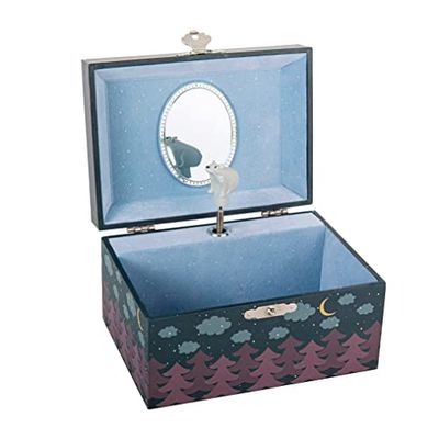 TROUSSELIER – Estuche musical de oso en el bosque – Ideal para regalo de nacimiento – Música nocturna de Chopin – Colorido azul noche – Fosforescente – Brilla en la noche