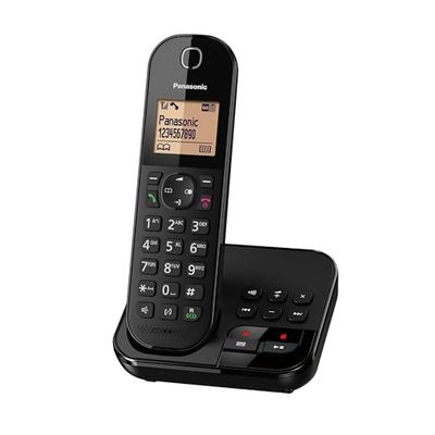 Panasonic KX-TGC420FRB Téléphone Numérique Sans Fil Répondeur Numérique, Base et Combiné Simples, Mains Libres, Identification de l'Appelant, Blocage des Appels Indésirables, Eco Plus, LCD, Noir