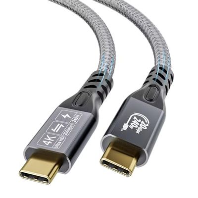 YIWENTEC USB C-kabel naar USB C 3.2 mannelijk Gen2 × 2 type C oplaadkabel 20 Gbps gegevensoverdracht, 240 W 48 V/5 A snellaadkabel, 4K @ 60 Hz video-overdracht (recht, 3 m)