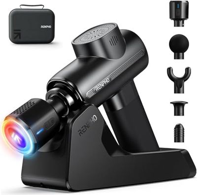 RENPHO Massagepistool Diep Weefsel met Oplaadstandaard, Warmte- en Koudekop, Actieve Thermacool Deluxe