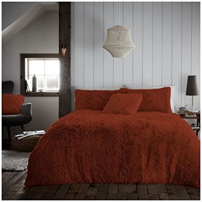 GC GAVENO CAVAILIA Super Soft Teddy Duvet Cover Single, Fluffy Fleece Bedding Sets, Snuggle Warm Bed Set With Pillowcase, Rust